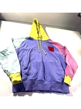 Teddy Fresh Hoodie Colorblock Multicolor Pullover Sweatshirt Unisex Size Medium